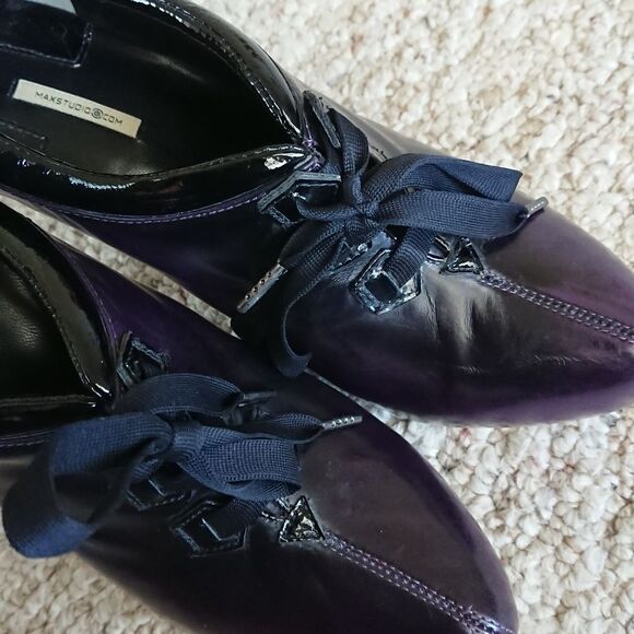 Max Studio Zanzibar heeled low top booties in eggplant Purple size 6M - Picture 8 of 15